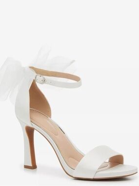 DSW White Tulle Bow Ankle-Strap High Heels